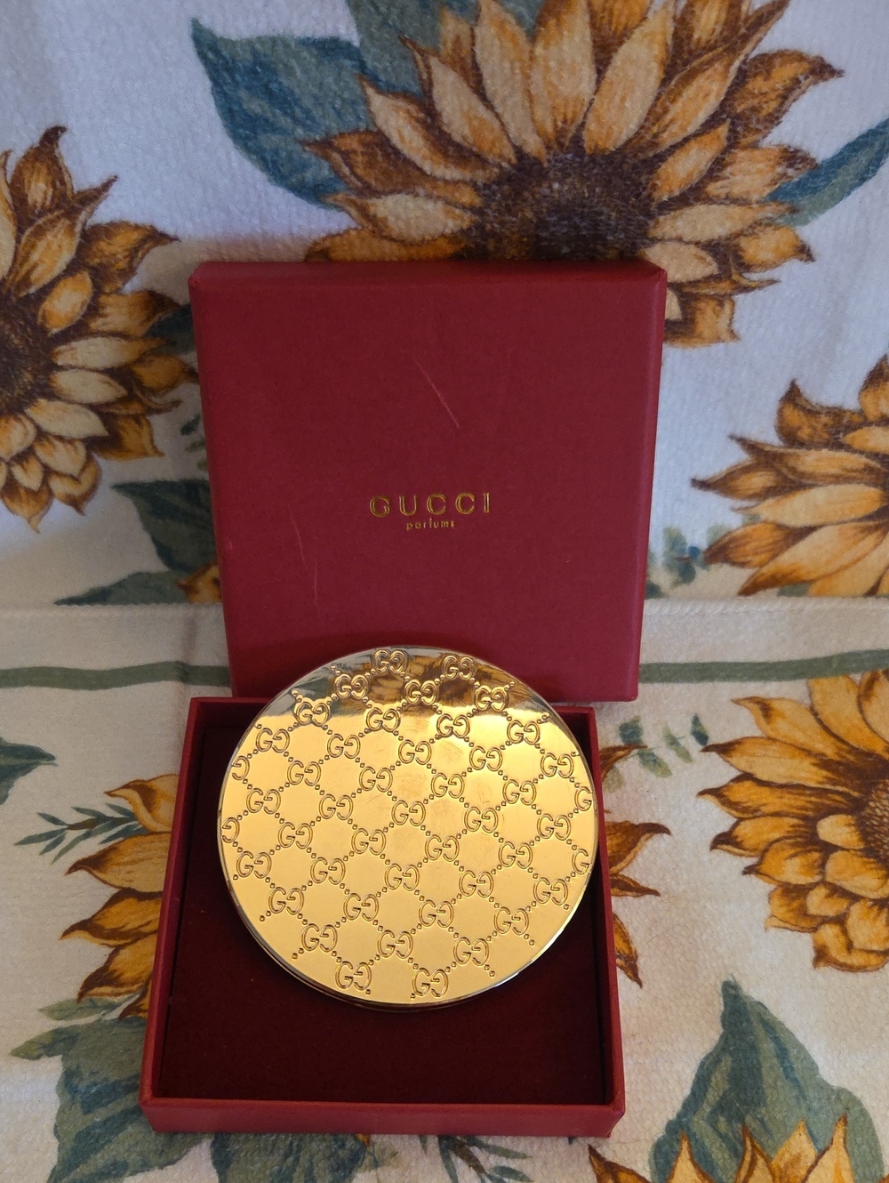 Gucci Gold Compact Mirror with Signature GG Motif